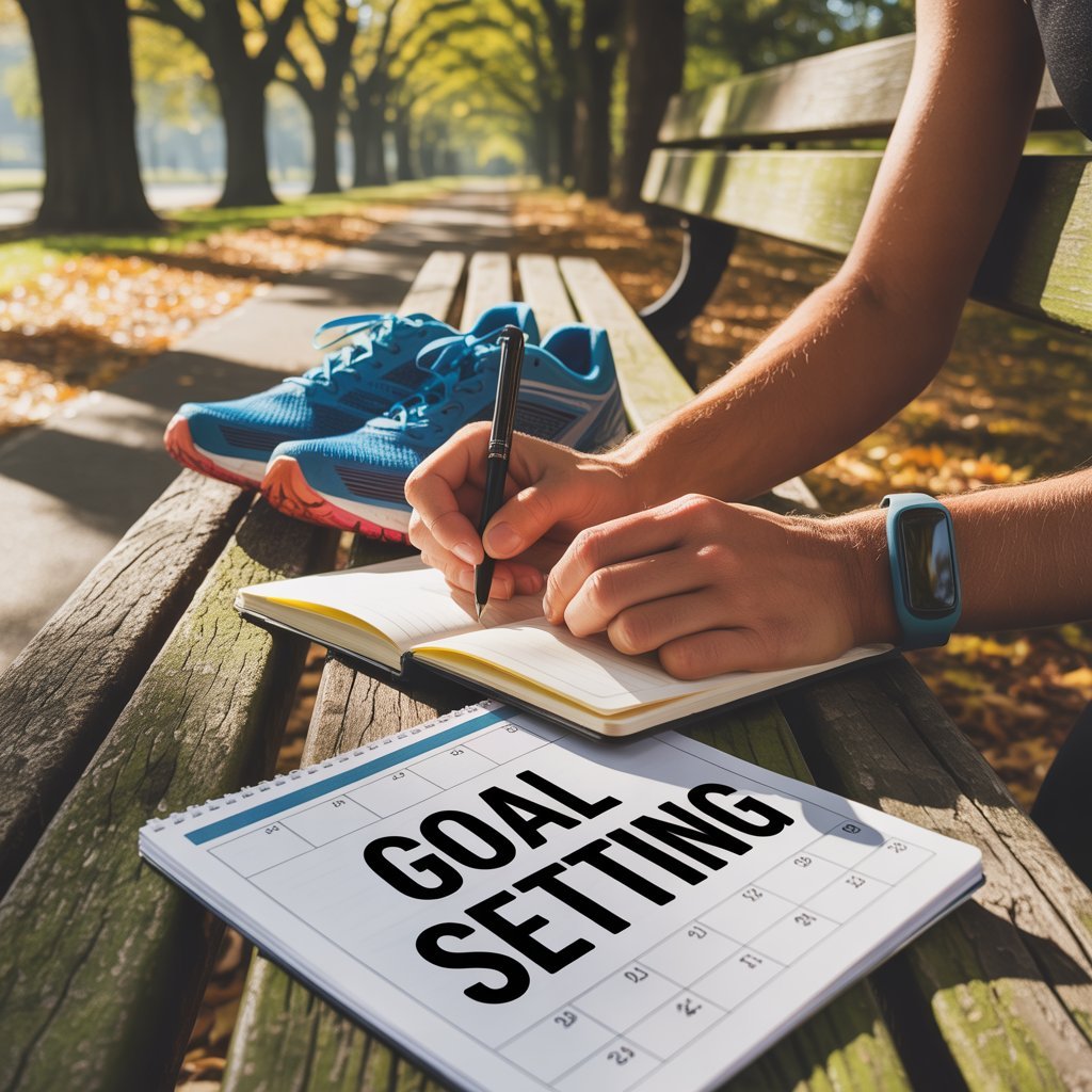 "Individual writing goals in a planner at a clean, organized workspace with motivational notes."